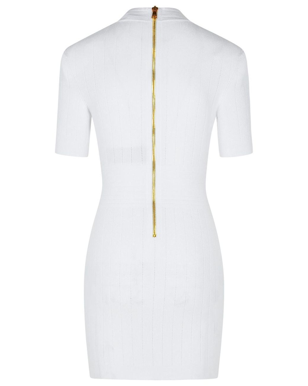 Balmain White Dress With Decorative Buttons