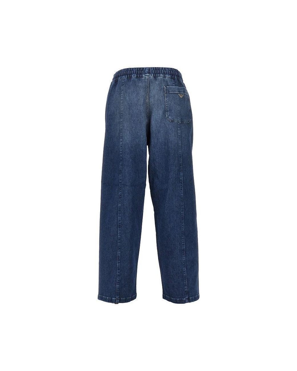 Emporio Armani Blue Stretch Denim Loose Fit Pants for men