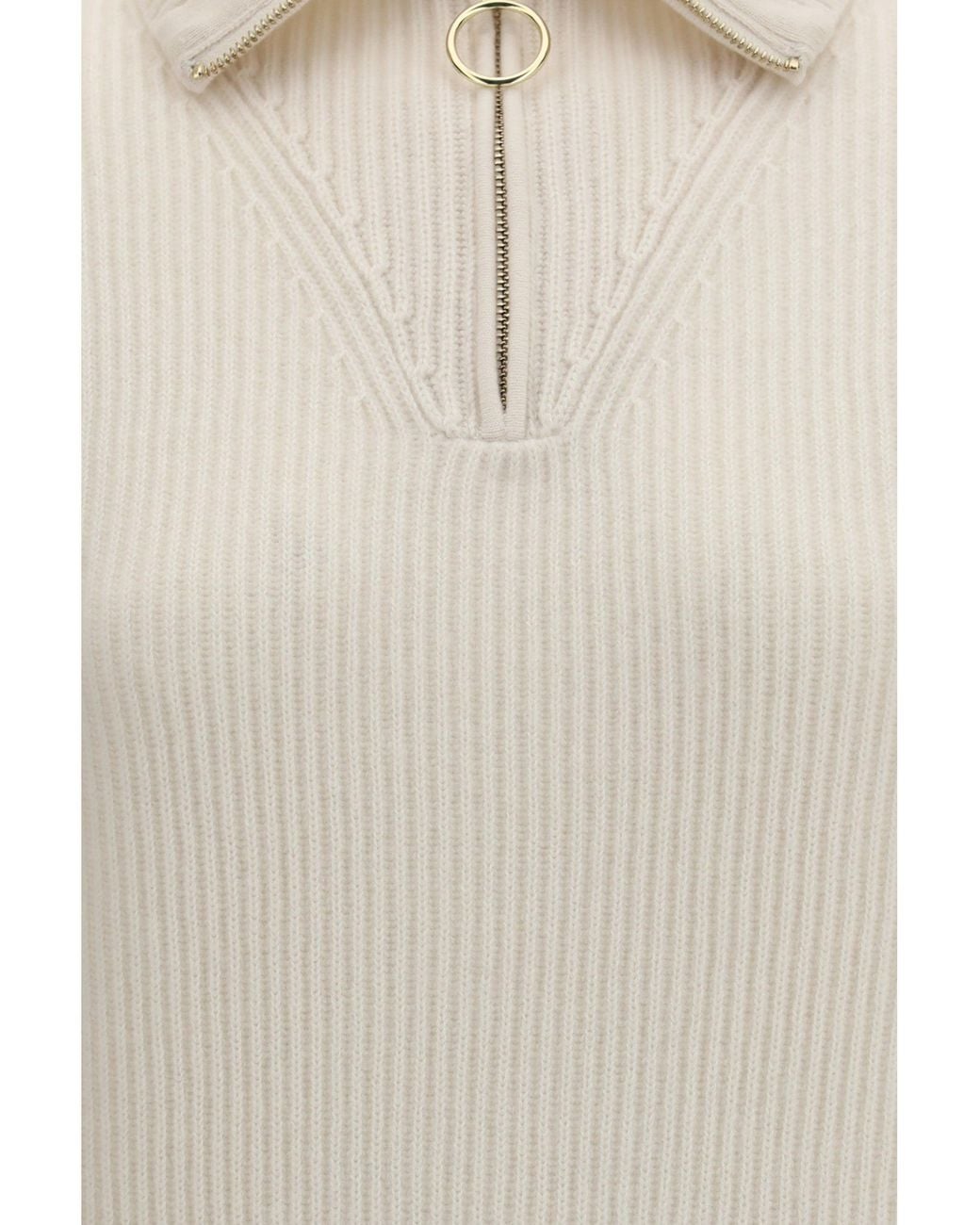 Forte_forte White Forte_Forte Wool And Cashmere Half Zip Sweater