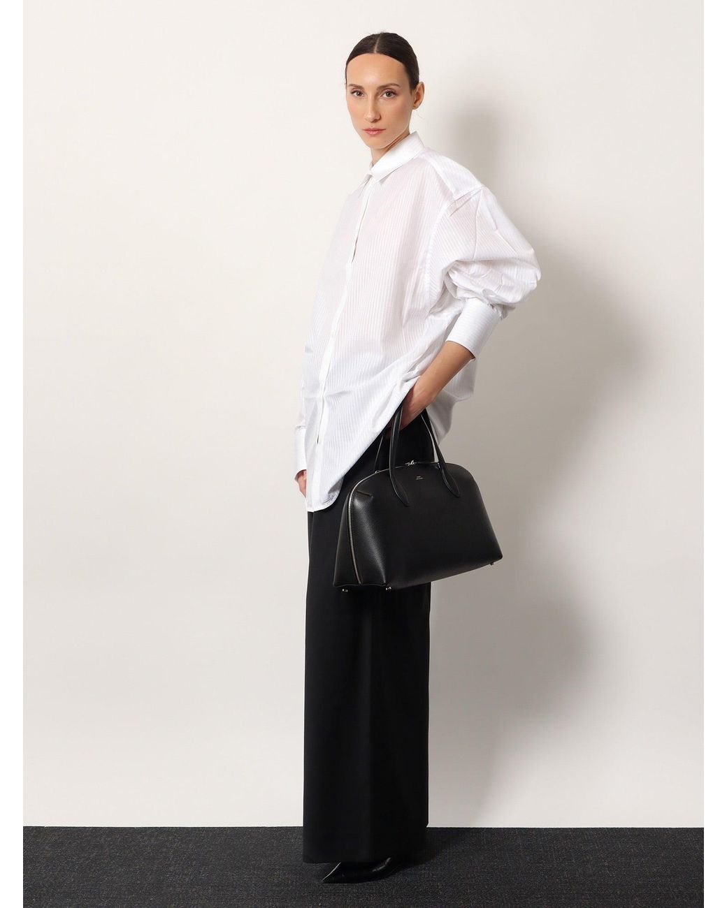 Totême Black Hammered Leather Handbag