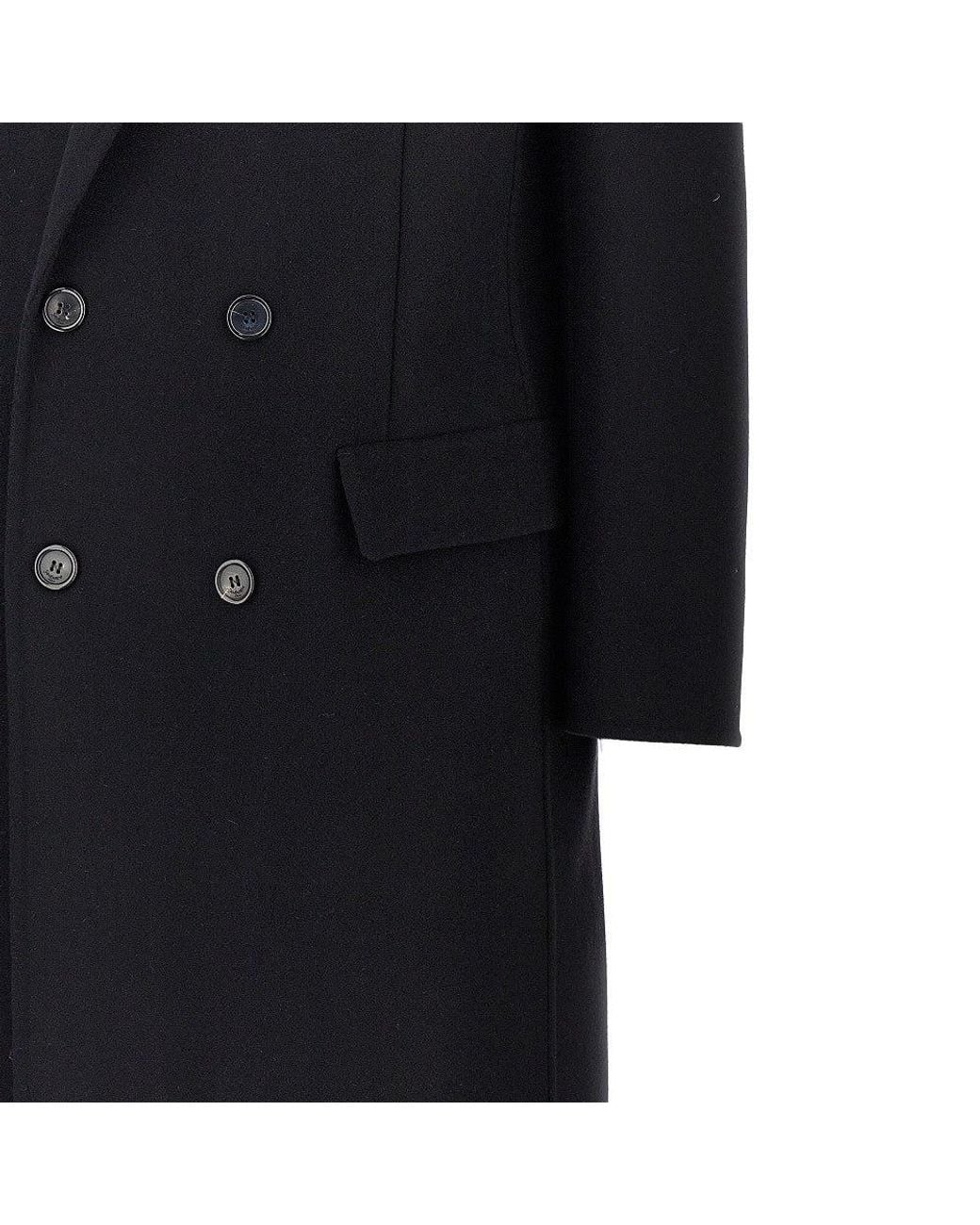 Saint Laurent Black Double Wool Felt Coat for men