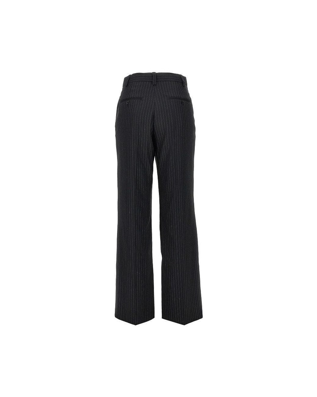 Isabel Marant Black Wool-Blend Pinstriped Pants