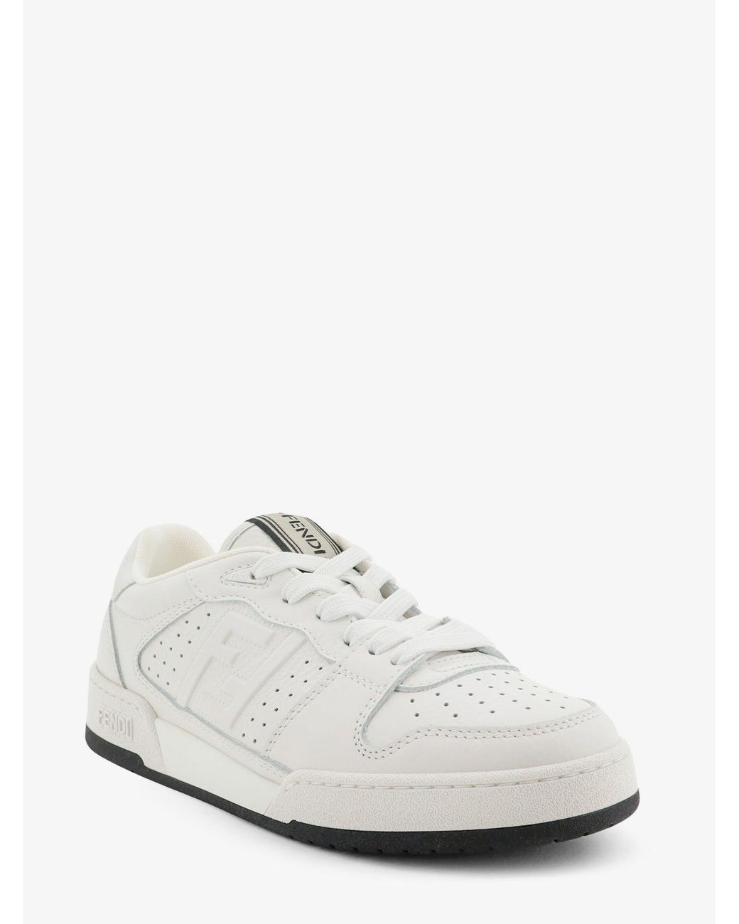 Fendi White Match Leather Low-Top Sneakers