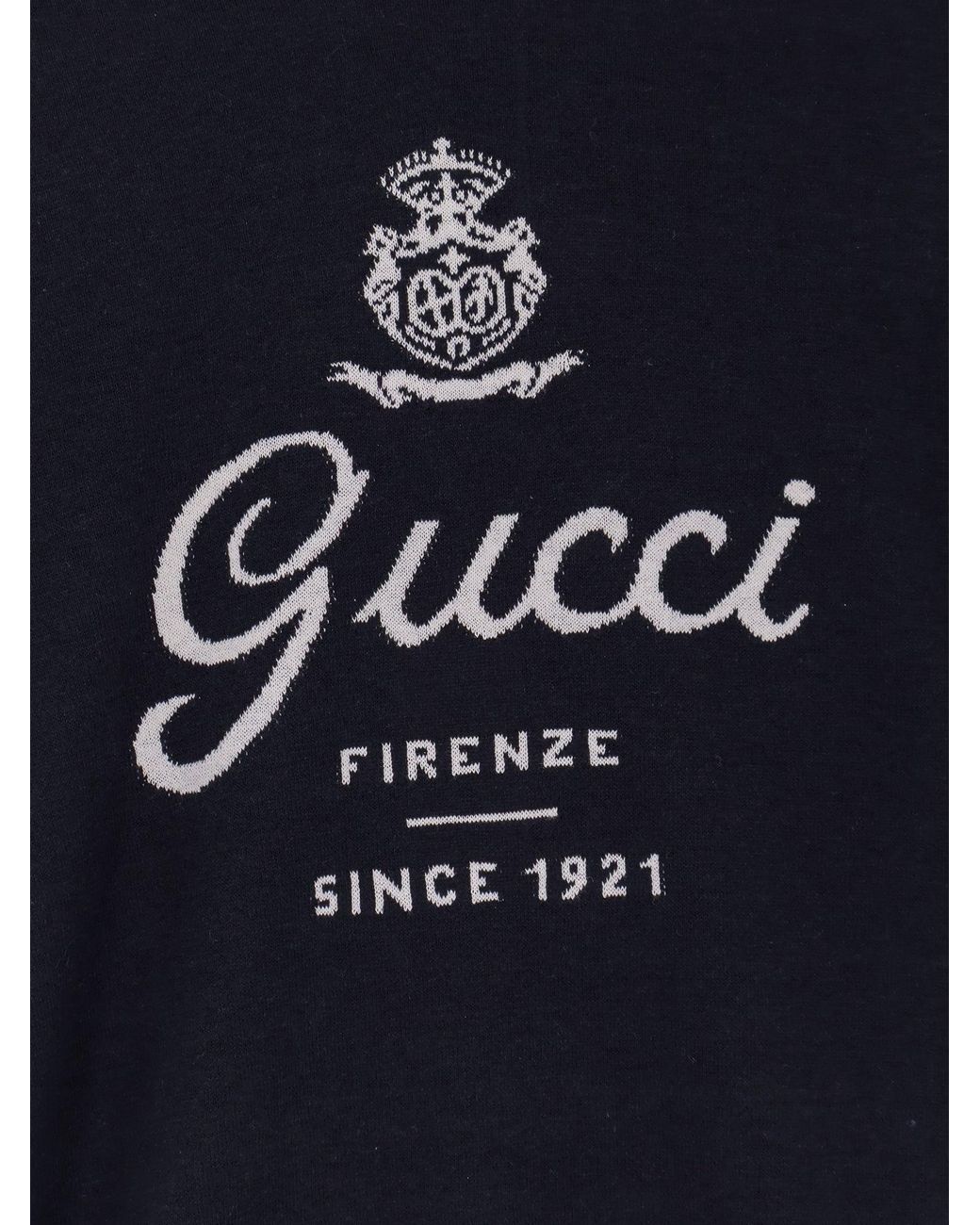 Gucci Blue Silk And Linen Sweater With Firenze Since 1921 Inlay for men