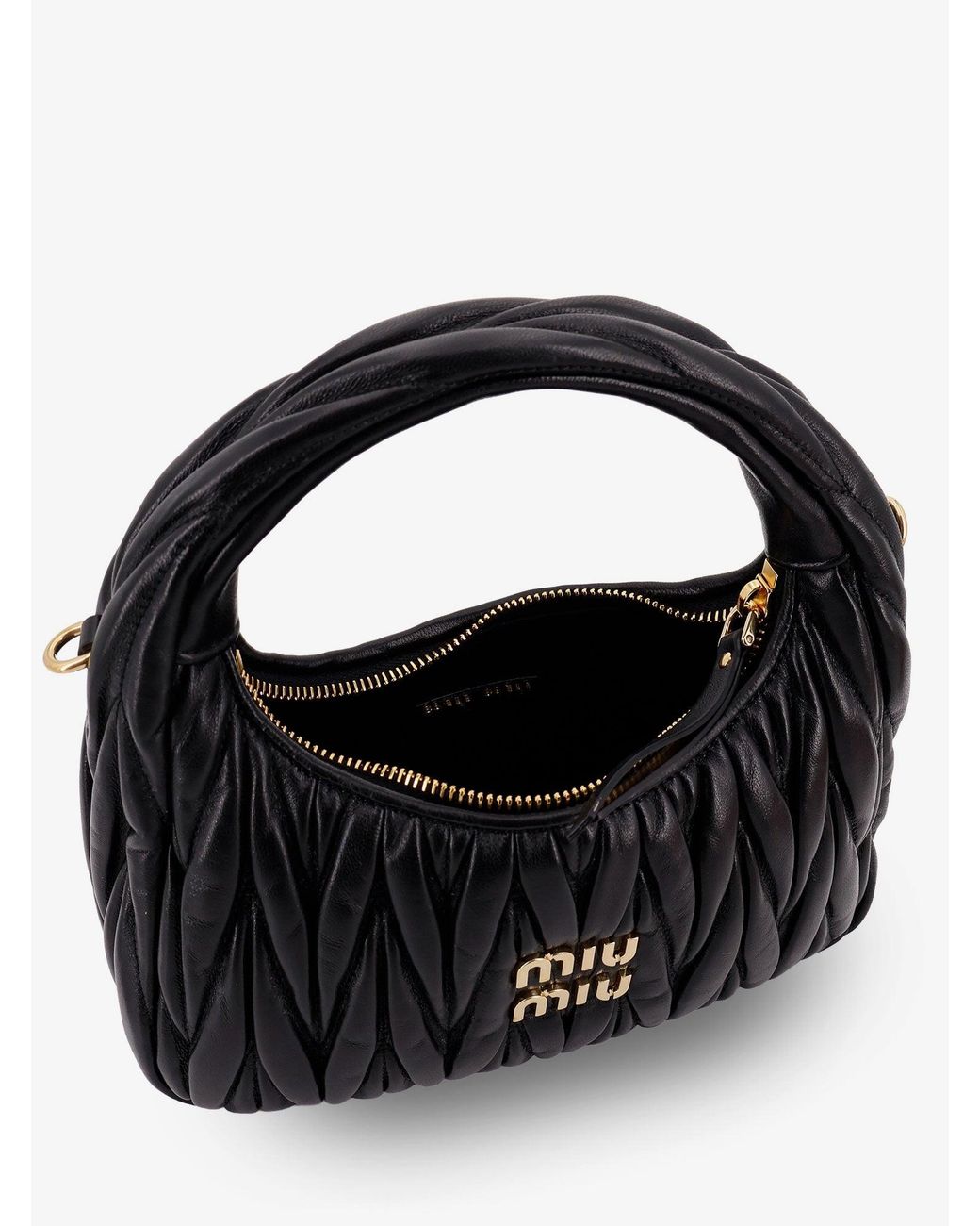 Miu Miu Black Wander Matelassé Leather Shoulder Bag
