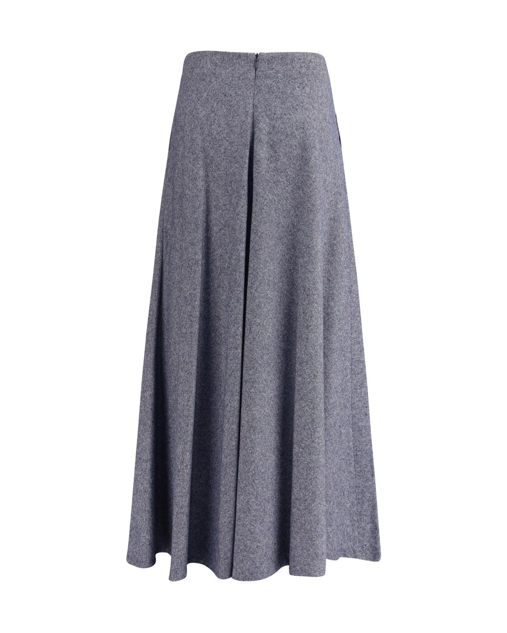 Sara Roka Gray Flared Midi Skirt Denim