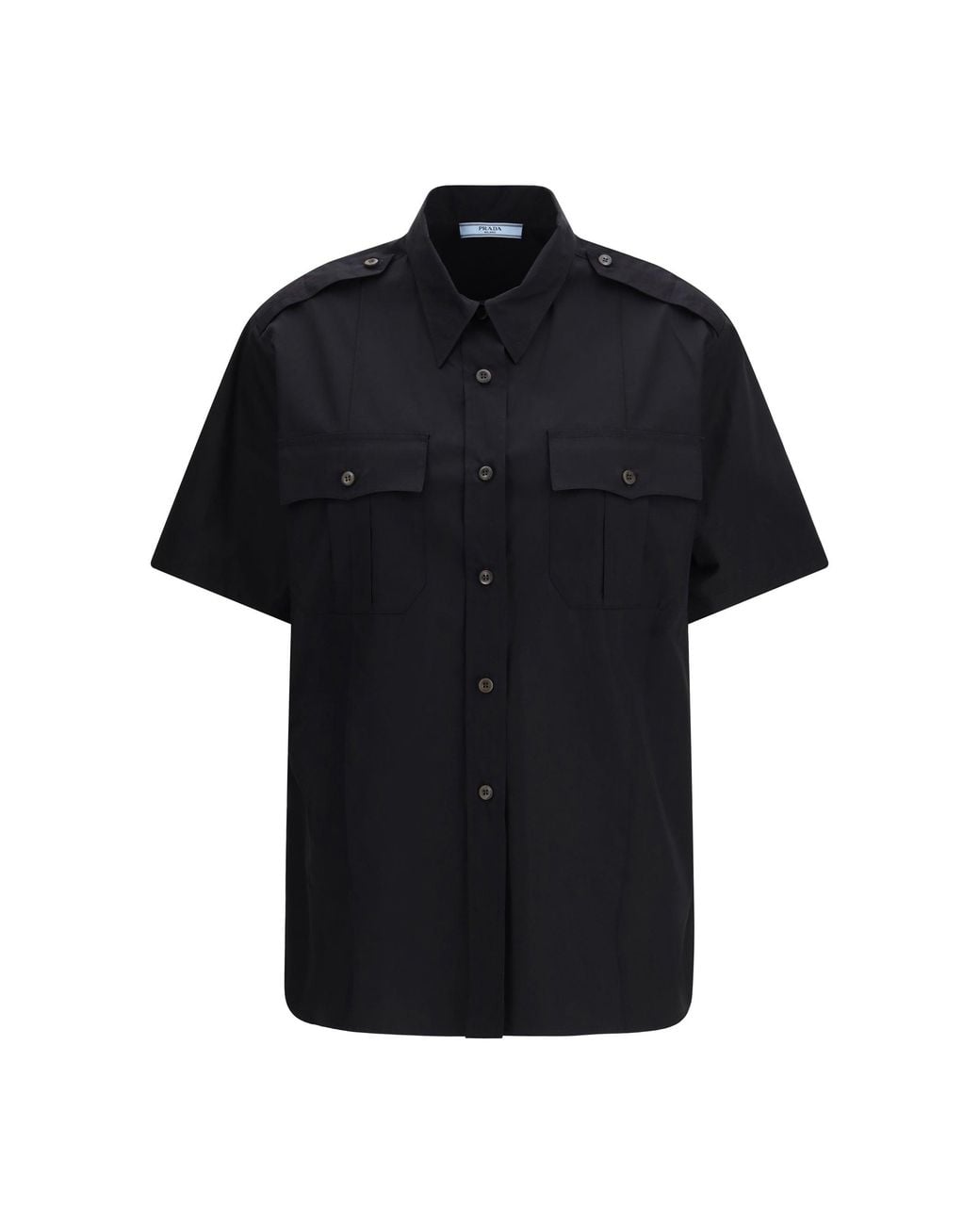 Prada Black Short-Sleeve Poplin Shirt