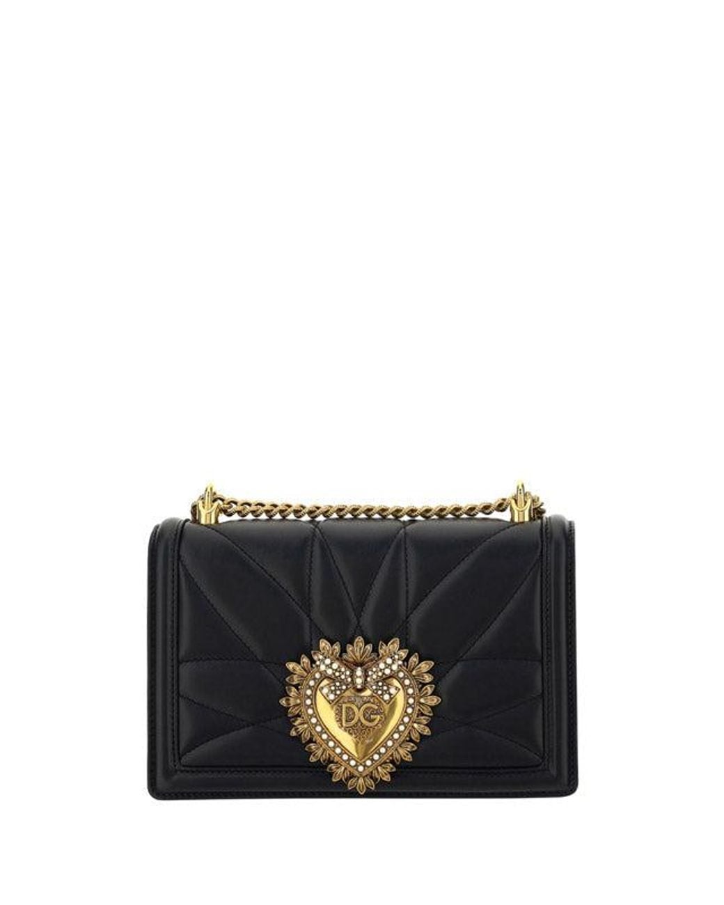 Dolce & Gabbana Black Dolce & Gabbana Medium Devotion Nappa Shoulder Bag