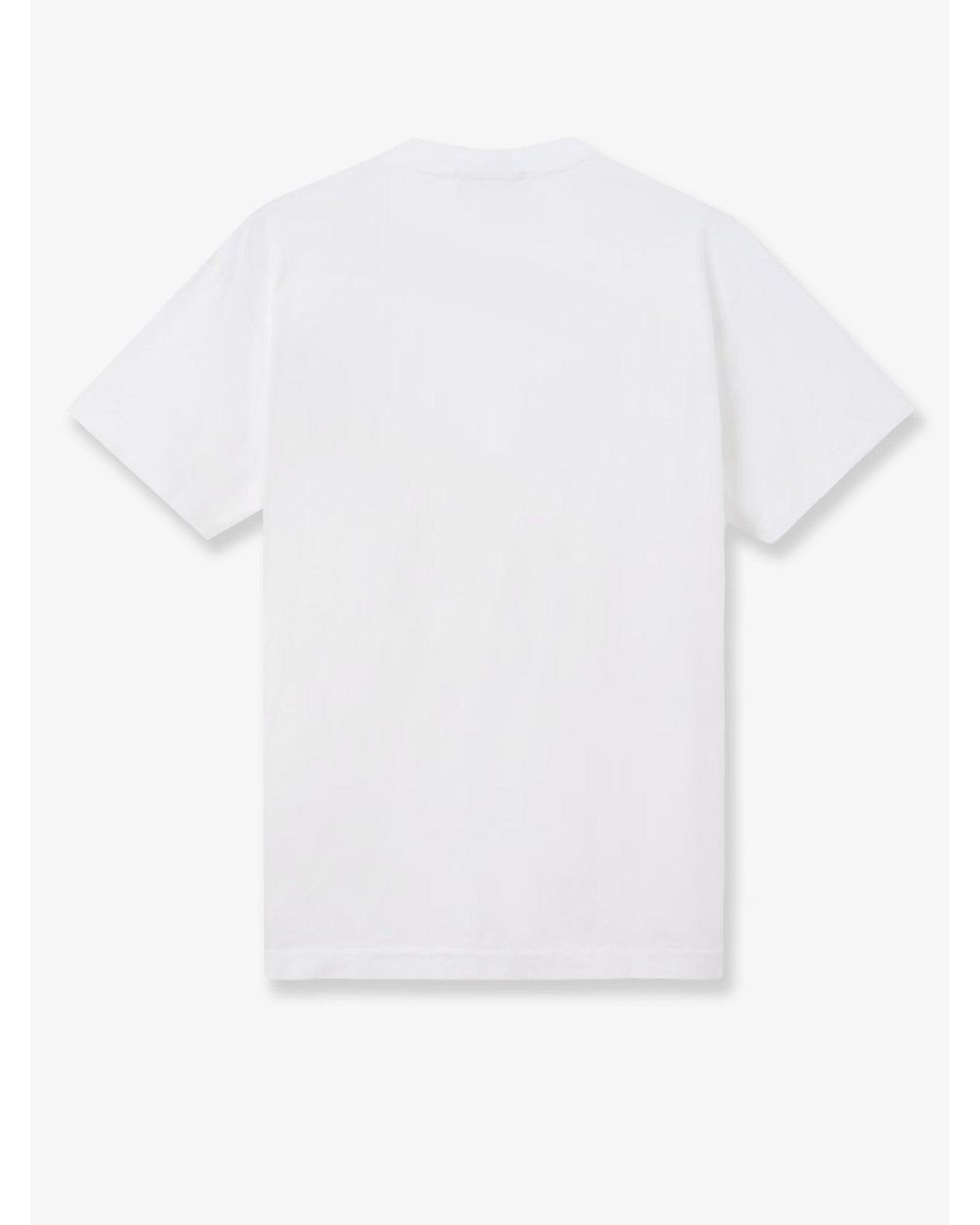 Stone Island White Cotton T-Shirt With Front Logo Patch for men