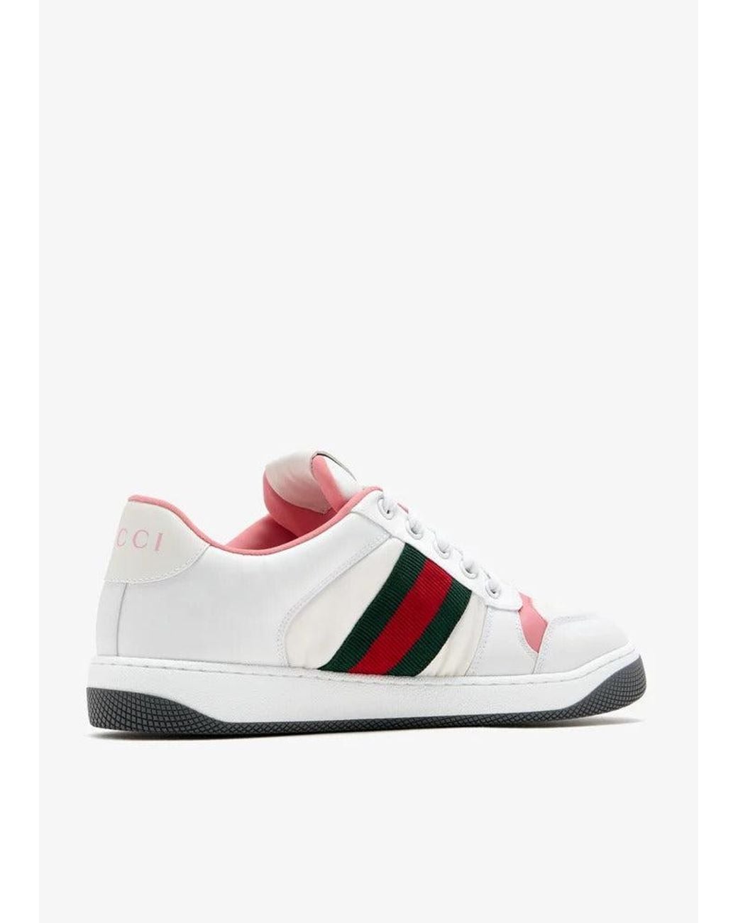 Gucci White Screener Sneakers