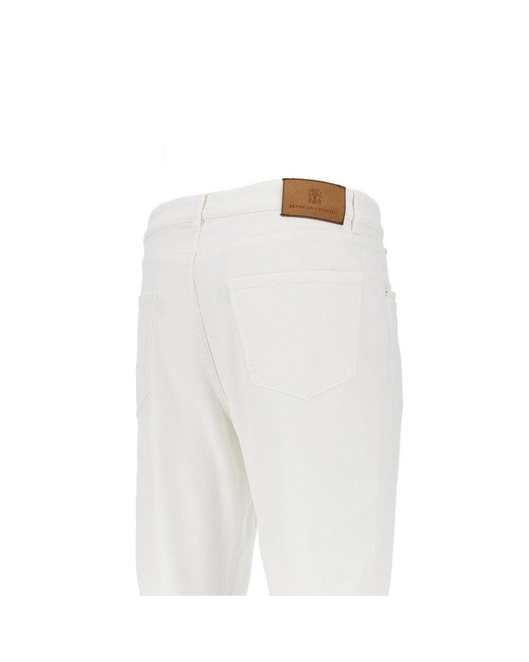 Brunello Cucinelli White Garment-Dyed Comfort Denim Pants for men