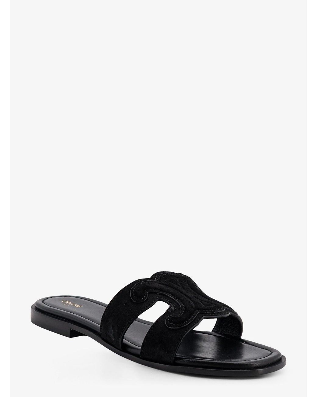 Céline Black Marina Suede Sandals With Triomphe Logo