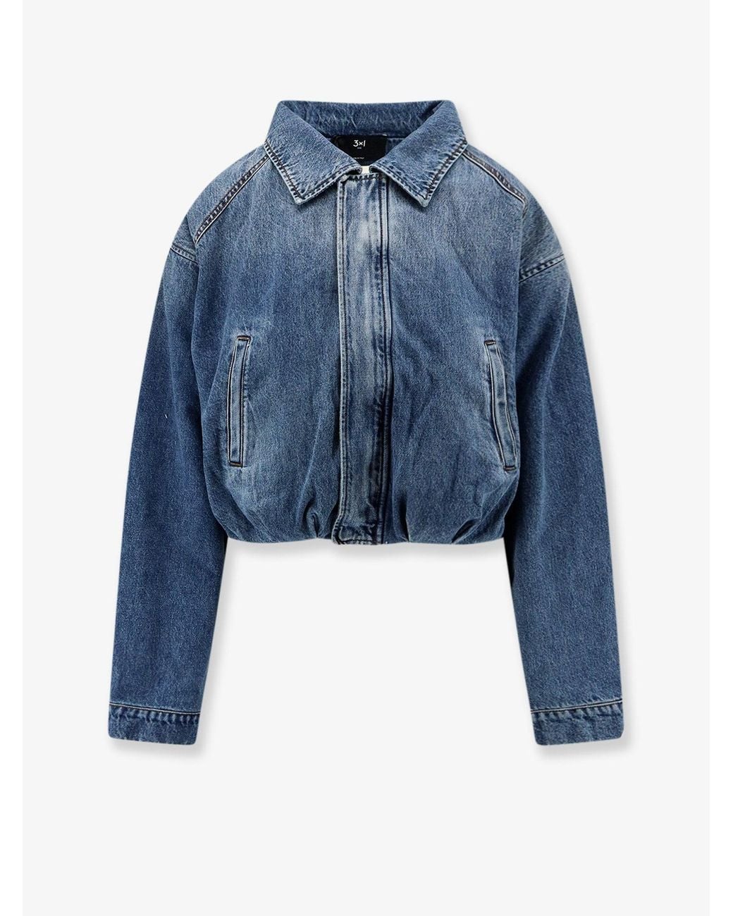 3x1 Blue Amelia Folded Cotton Denim Jacket