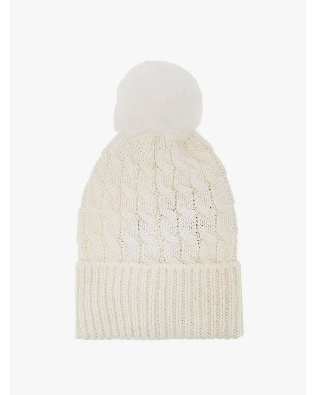Moncler White Wool Hat With Pom-Pom