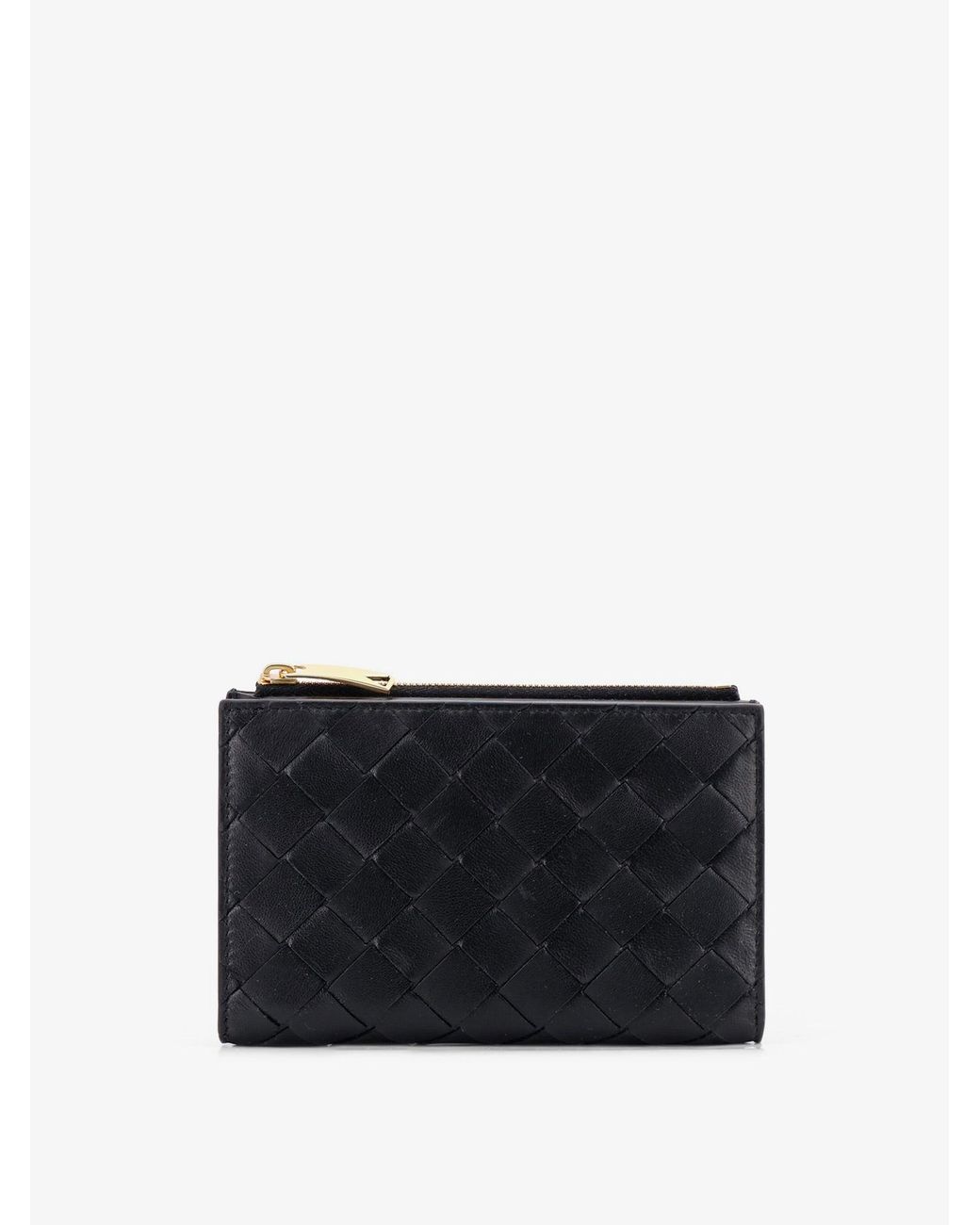 Bottega Veneta Black Leather Wallet With Intrecciato Pattern