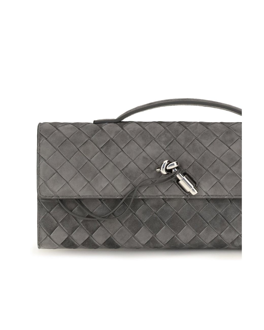 Bottega Veneta Gray Andiamo Clutch Obsidian