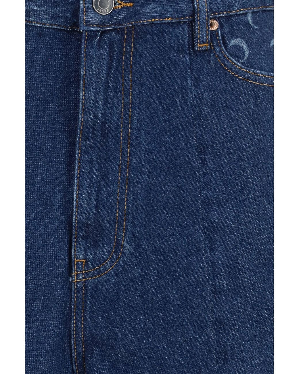 MARINE SERRE Blue High-Waisted Denim Shorts