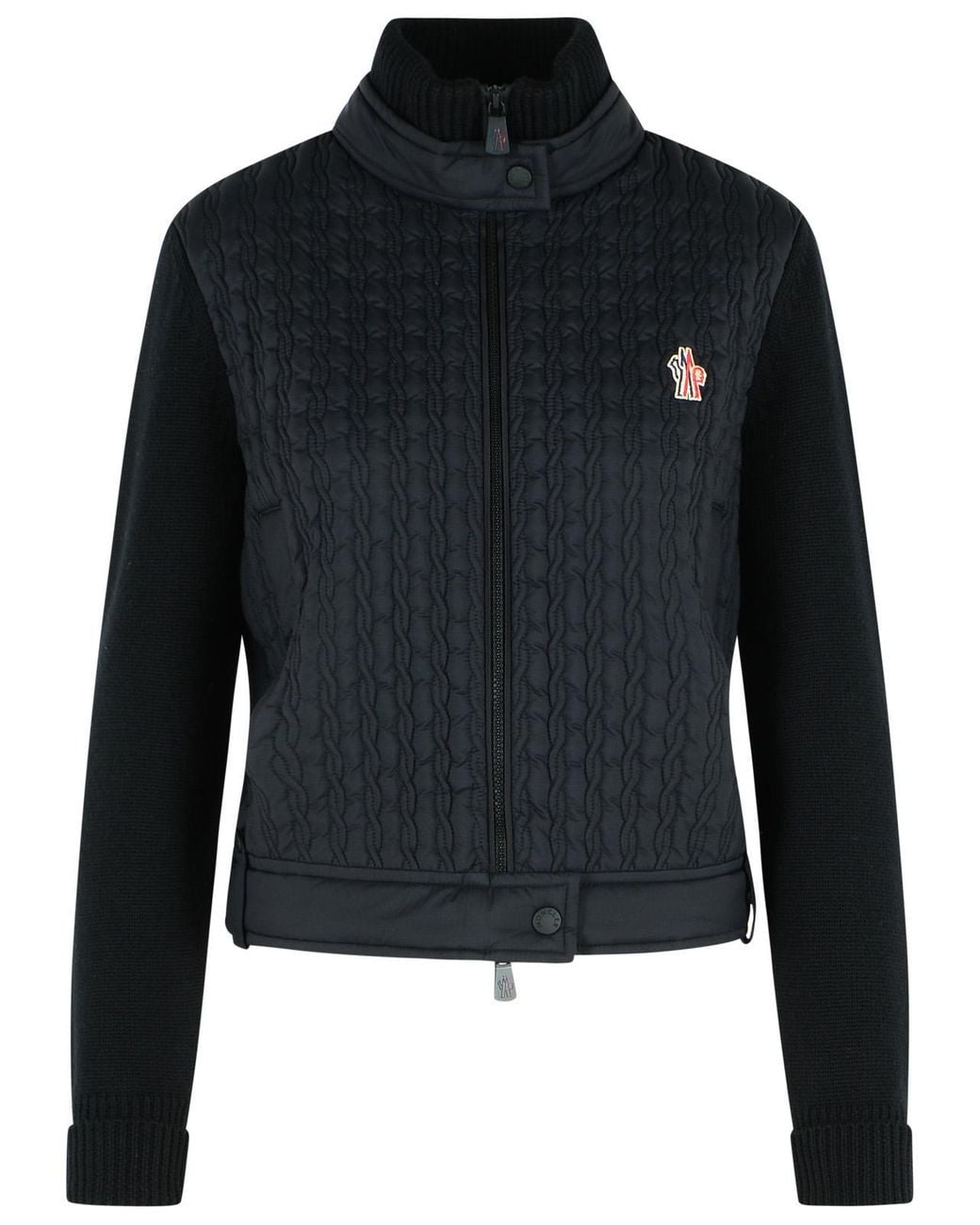 Moncler Black Virgin Wool Padded Cardigan