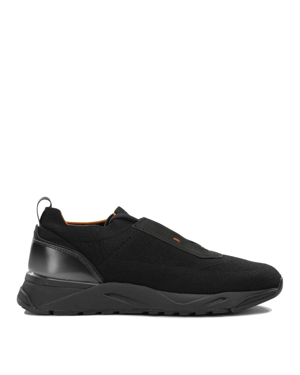 Santoni Black Low-Top Sneakers Made Of Mesh And Leather for men