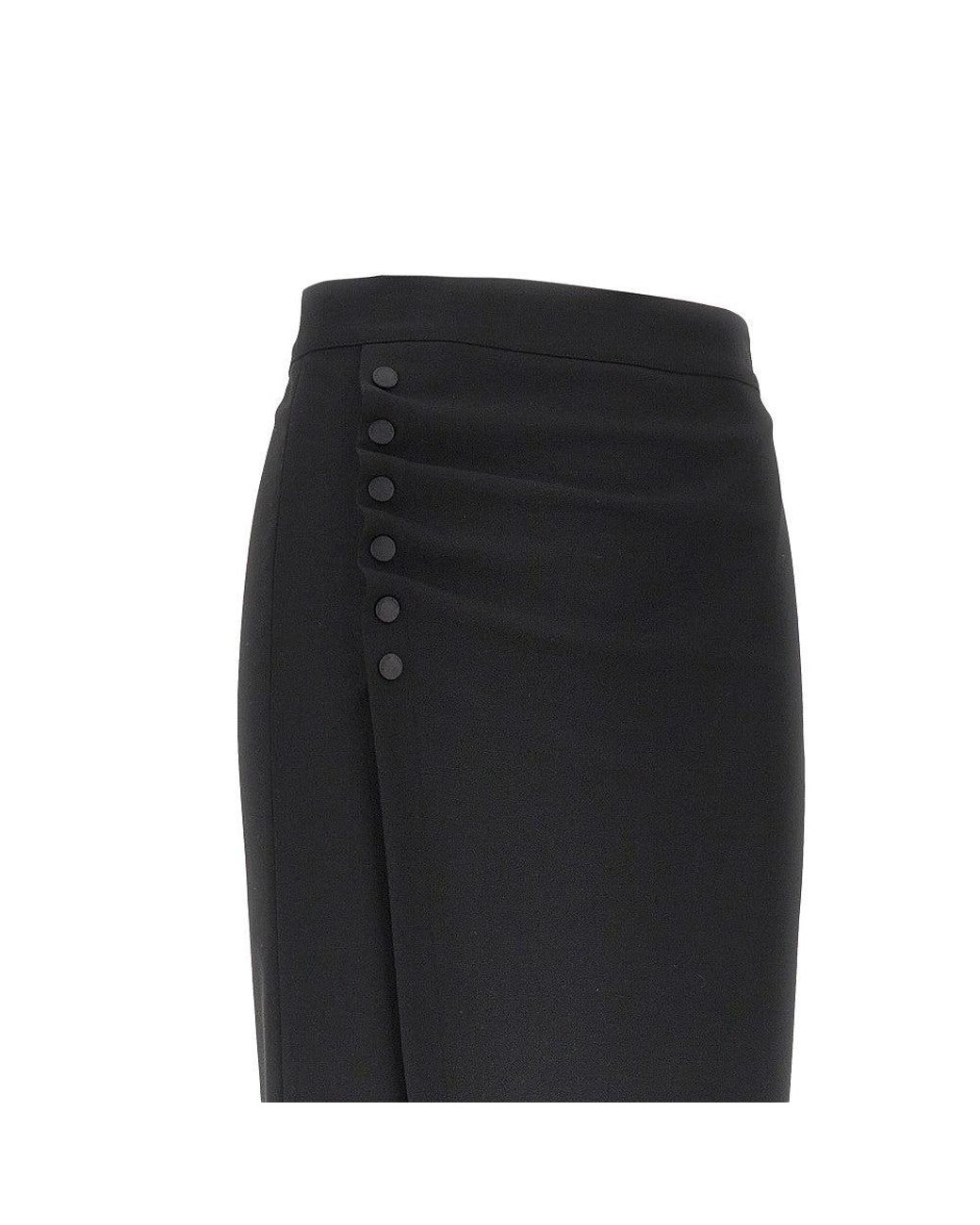 Emporio Armani Black Viscose-Blend Midi Skirt