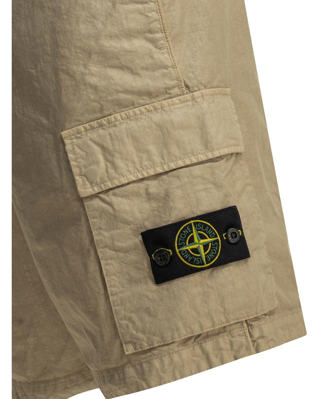 Stone Island Green Organic Look Cargo Shorts for men