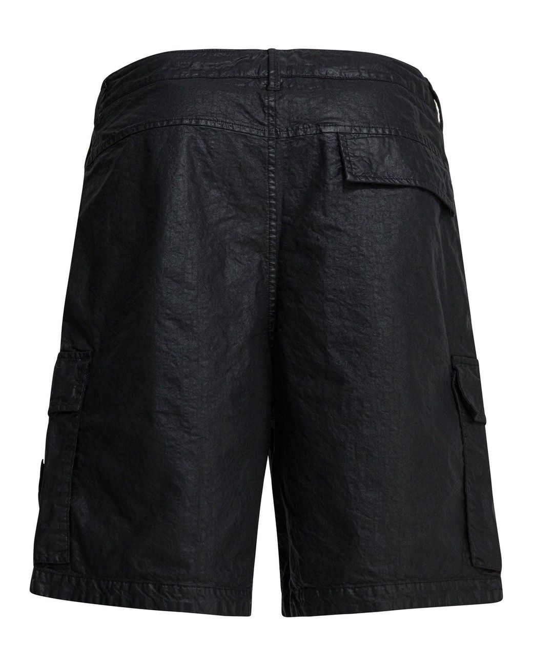 Stone Island Black Wide Fit Cargo Shorts for men