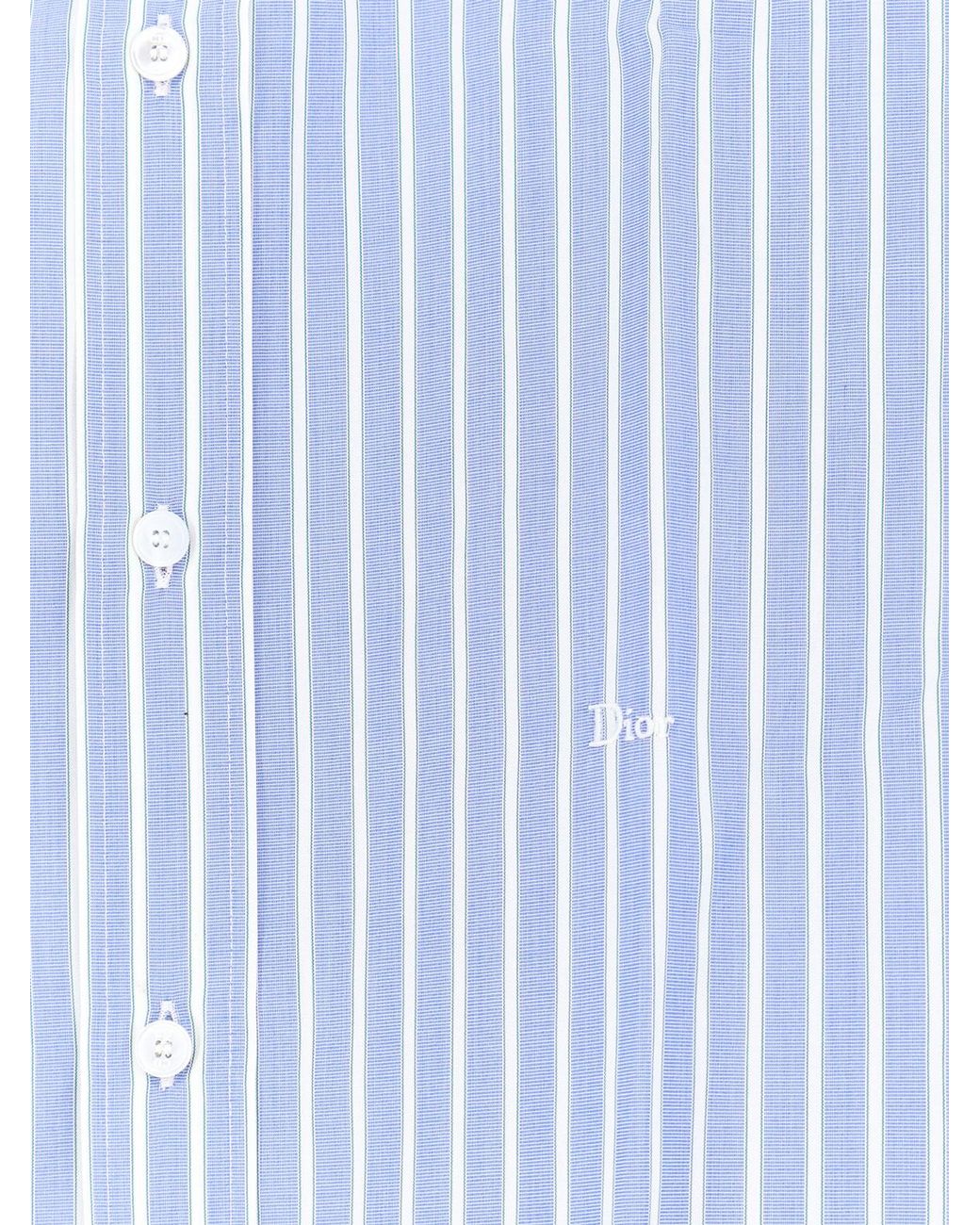 Dior Blue Dior Cotton Shirt With Dior Embroidery for men