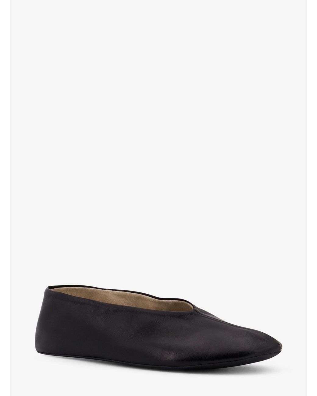 The Row White Stella Slipper Leather Ballerinas