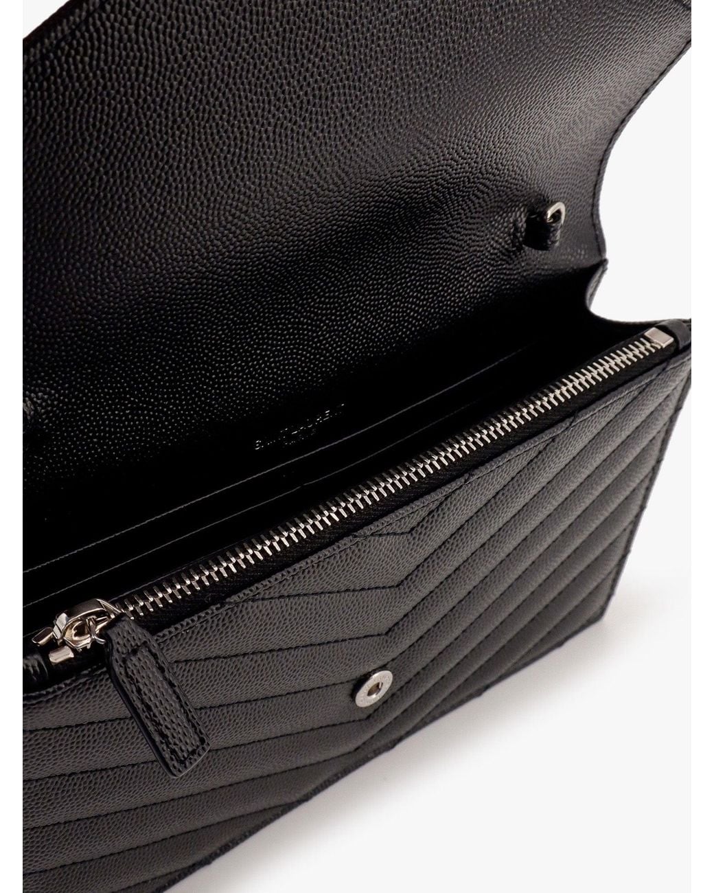 Saint Laurent Black Cassandre Pochette Grain-De-Poudre Leather Crossbody Bag