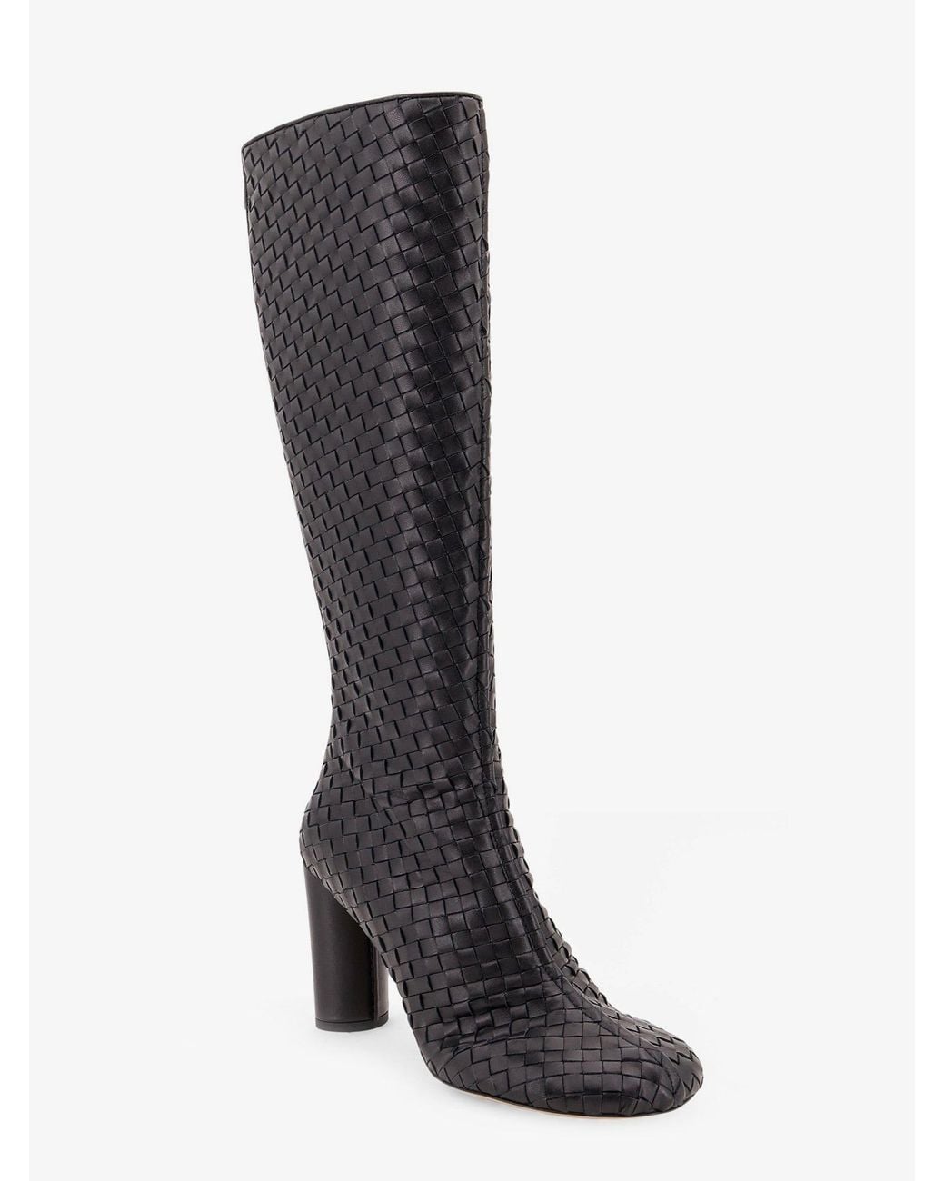 Bottega Veneta Black Cherry Braided Pattern Boots
