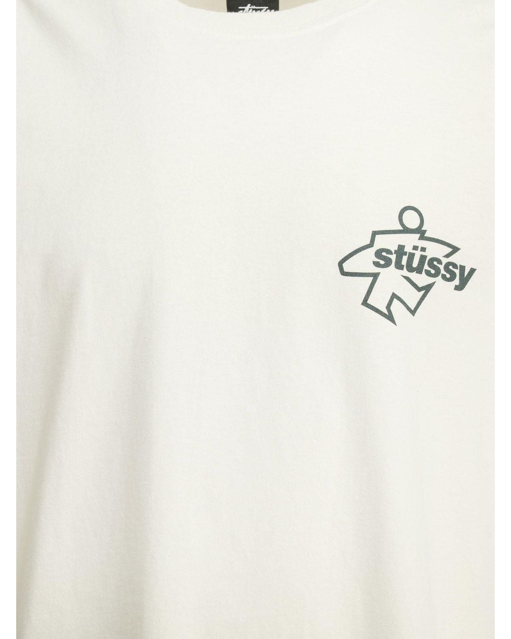 Stussy White Cotton T-Shirt With Front Print for men