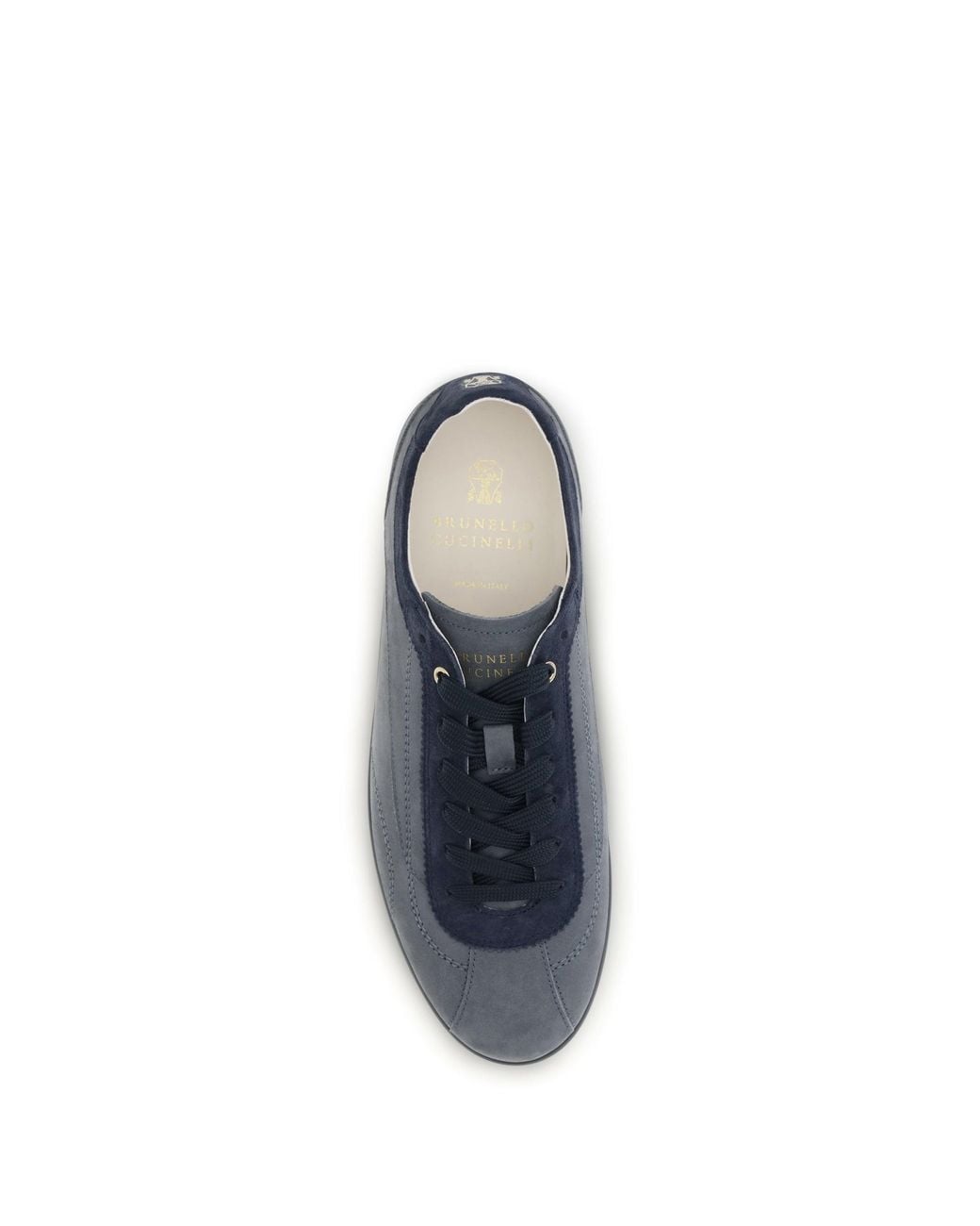 Brunello Cucinelli Blue Nubuck And Suede Sneakers With Slim Sole for men