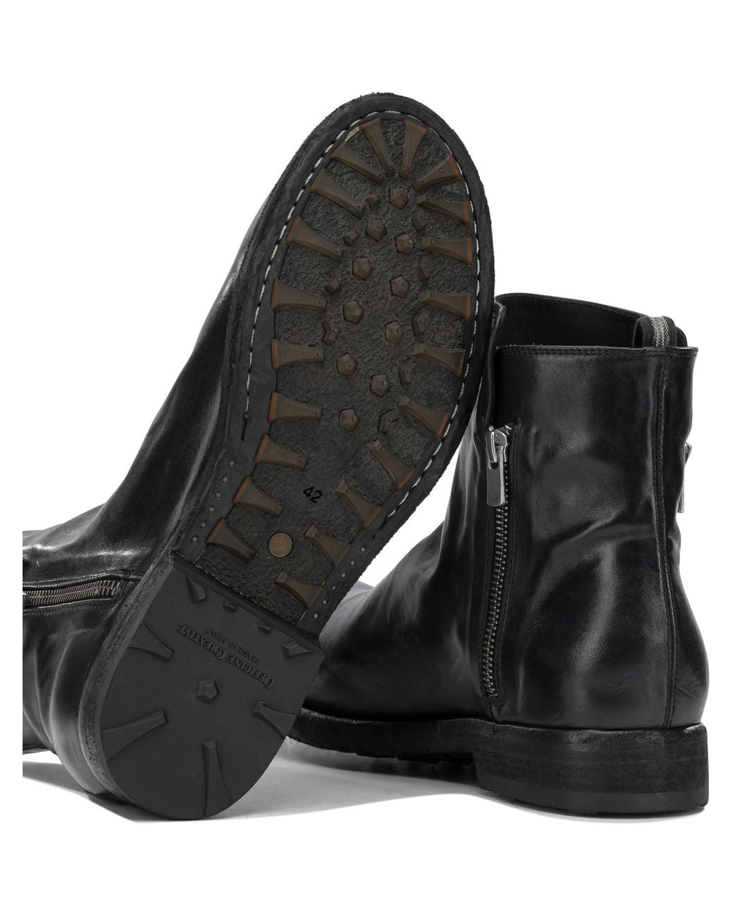 Officine Creative Black "Bulla Dd" Ankle Boots With Zipper for men