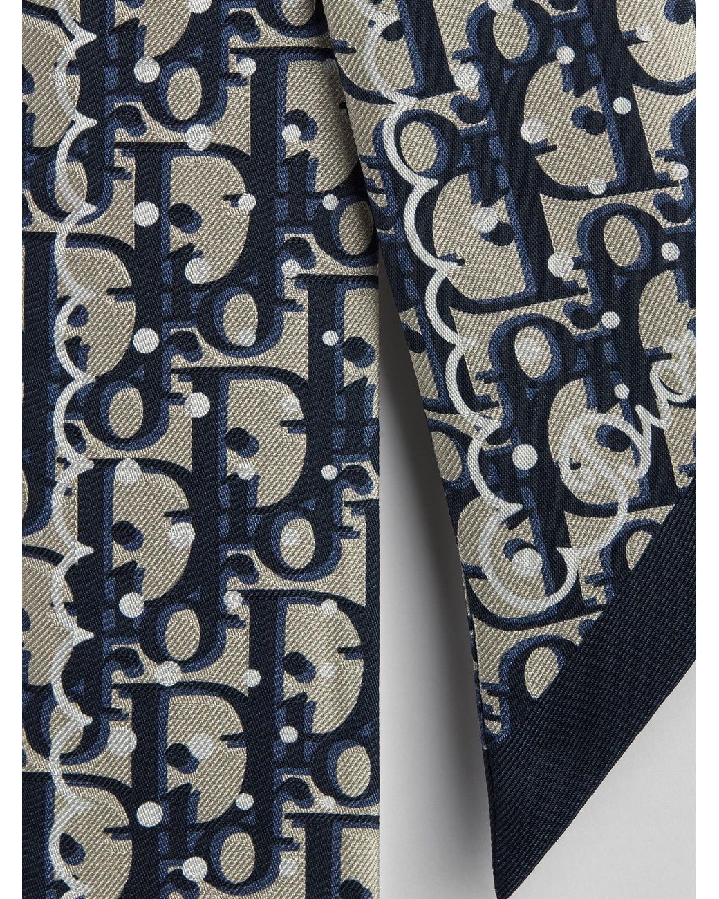 Dior White Silk Scarf Polka Oblique