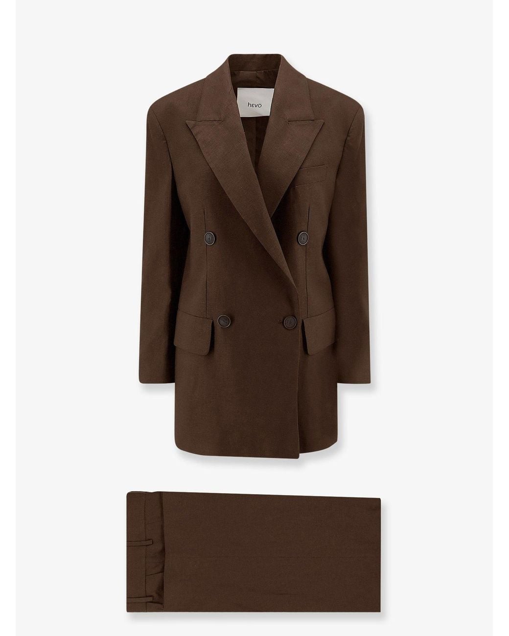 Hevò Brown Suit Rocchetta Linen-Blend for men