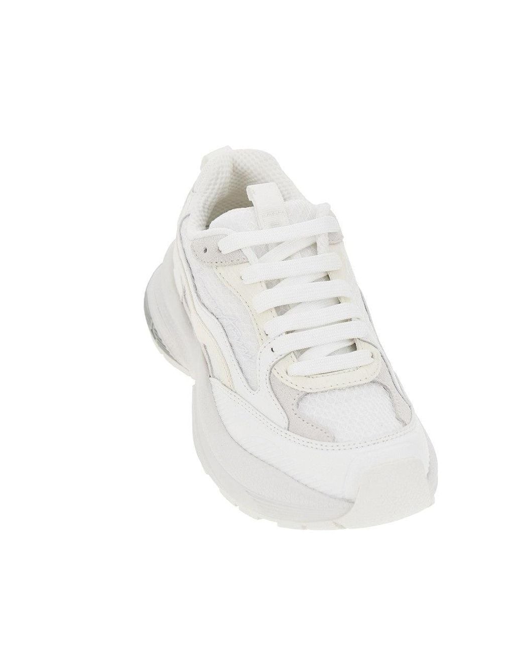 Emporio Armani White Mesh Sneakers With Leather Details