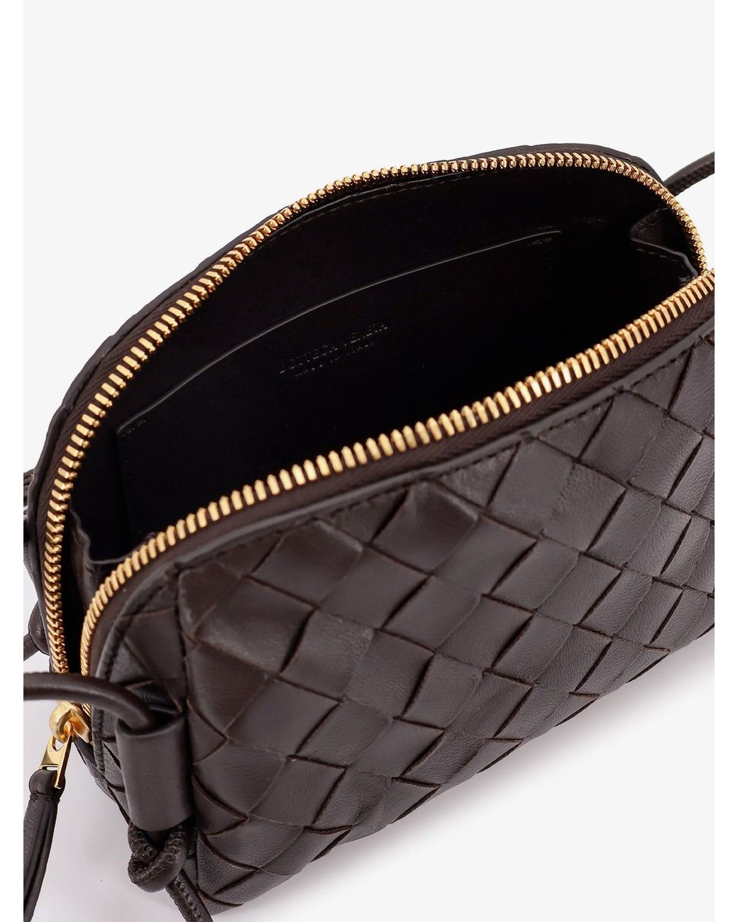 Bottega Veneta Black Leather Clutch With Intrecciato Concert Motif