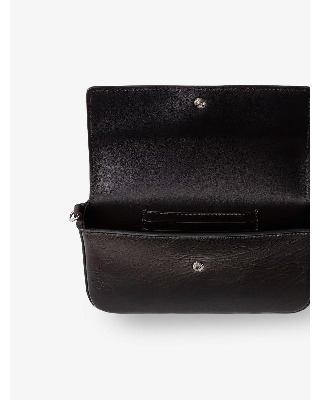 Fendi Black Crackled Leather Wallet On Chain Tube Crossbody Bag