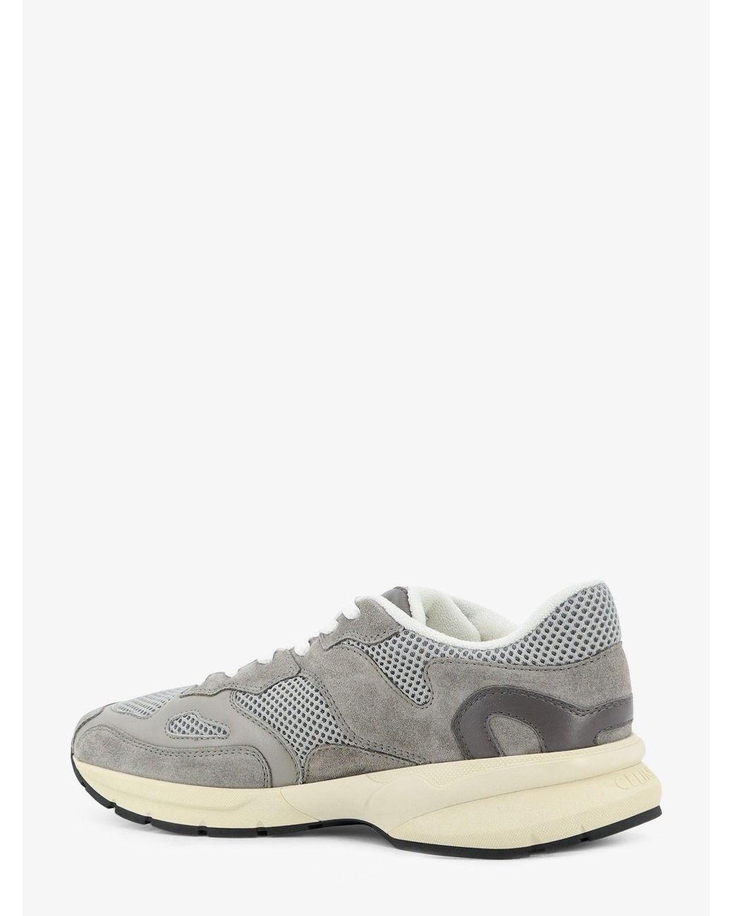 Céline White Runner Mesh And Suede Sneakers With Side Logo for men