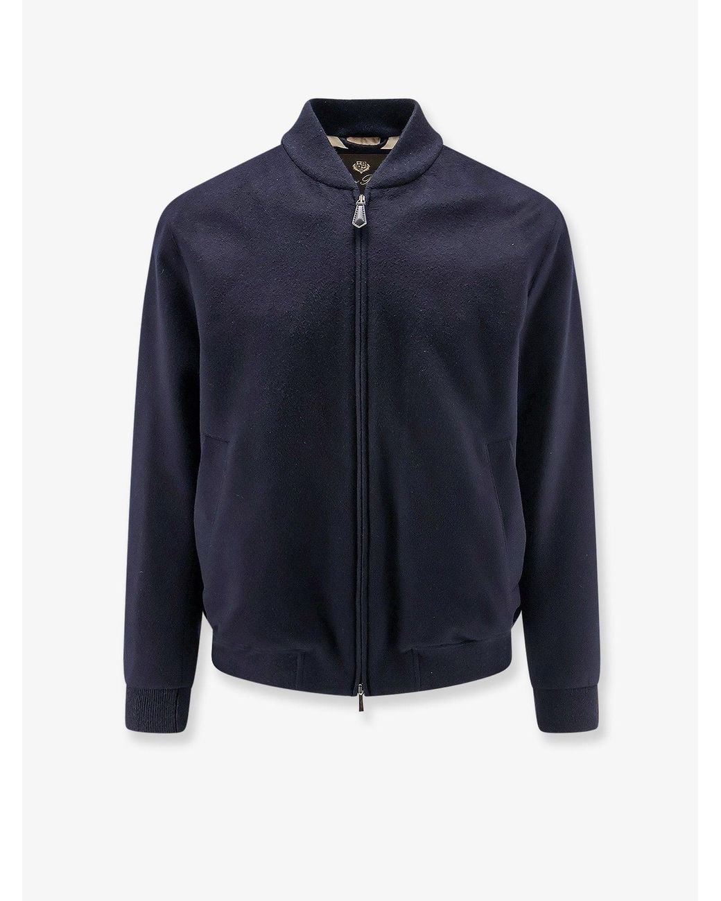 Loro Piana Blue Bomber Jacket Ivy Cashmere for men