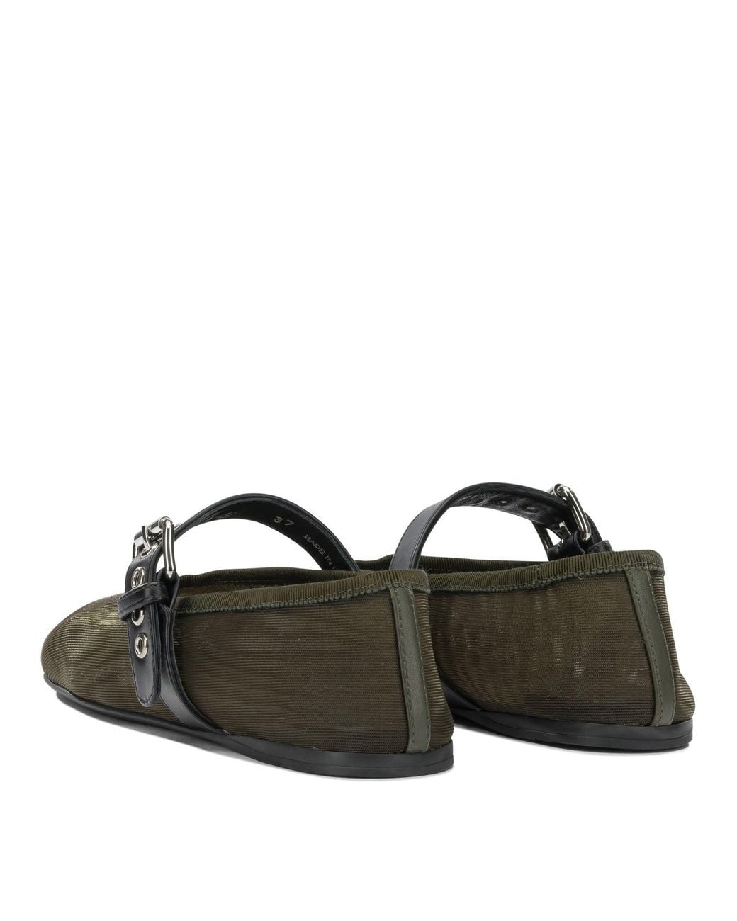 Miu Miu Green Mary Jane Mesh Ballet Flats