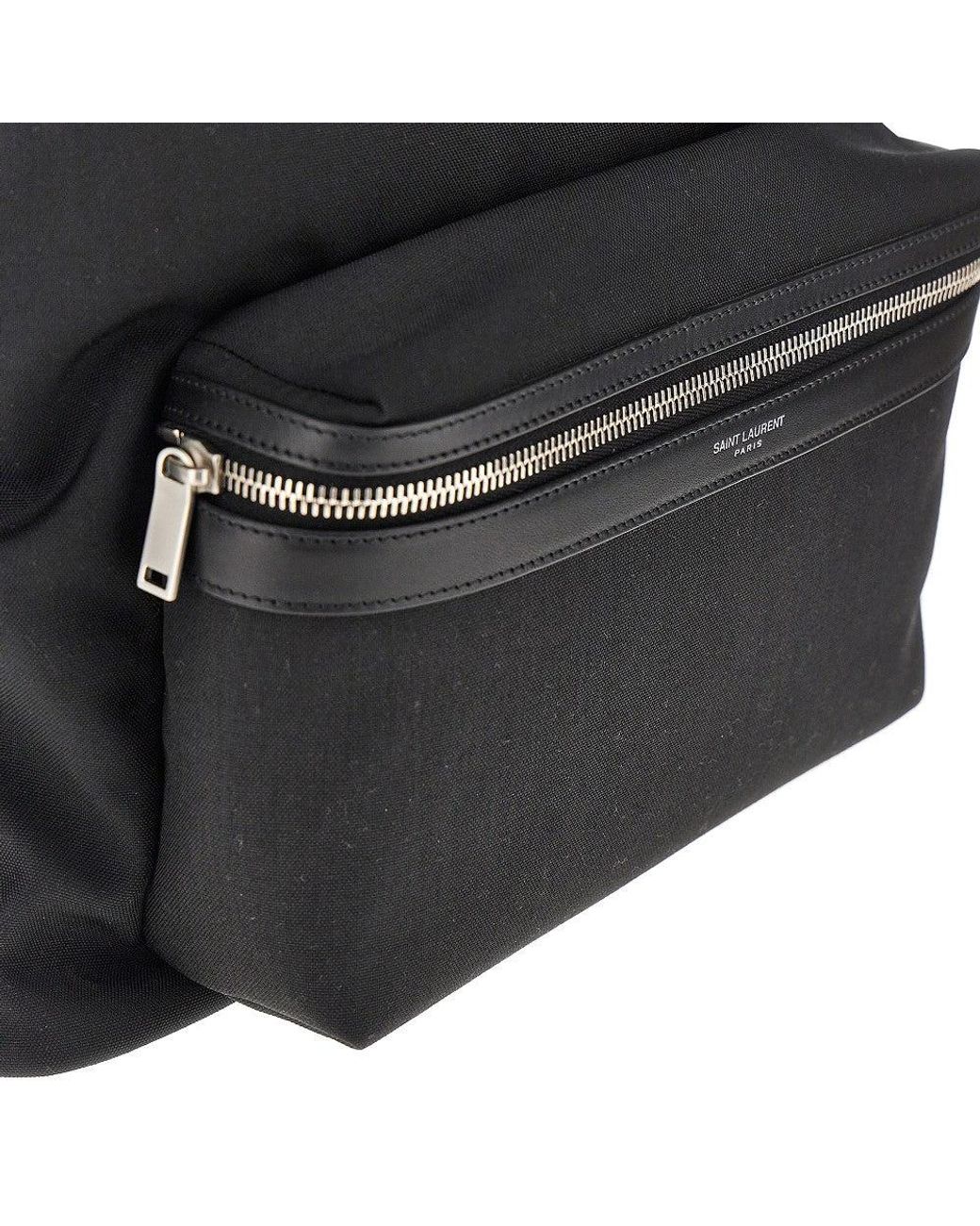 Saint Laurent Black 'City' Canvas Backpack With Leather Details for men
