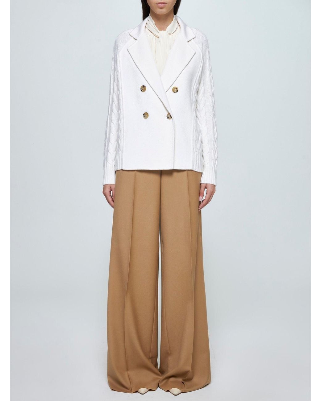 Max Mara White "Micio" Wool And Cashmere Jacket