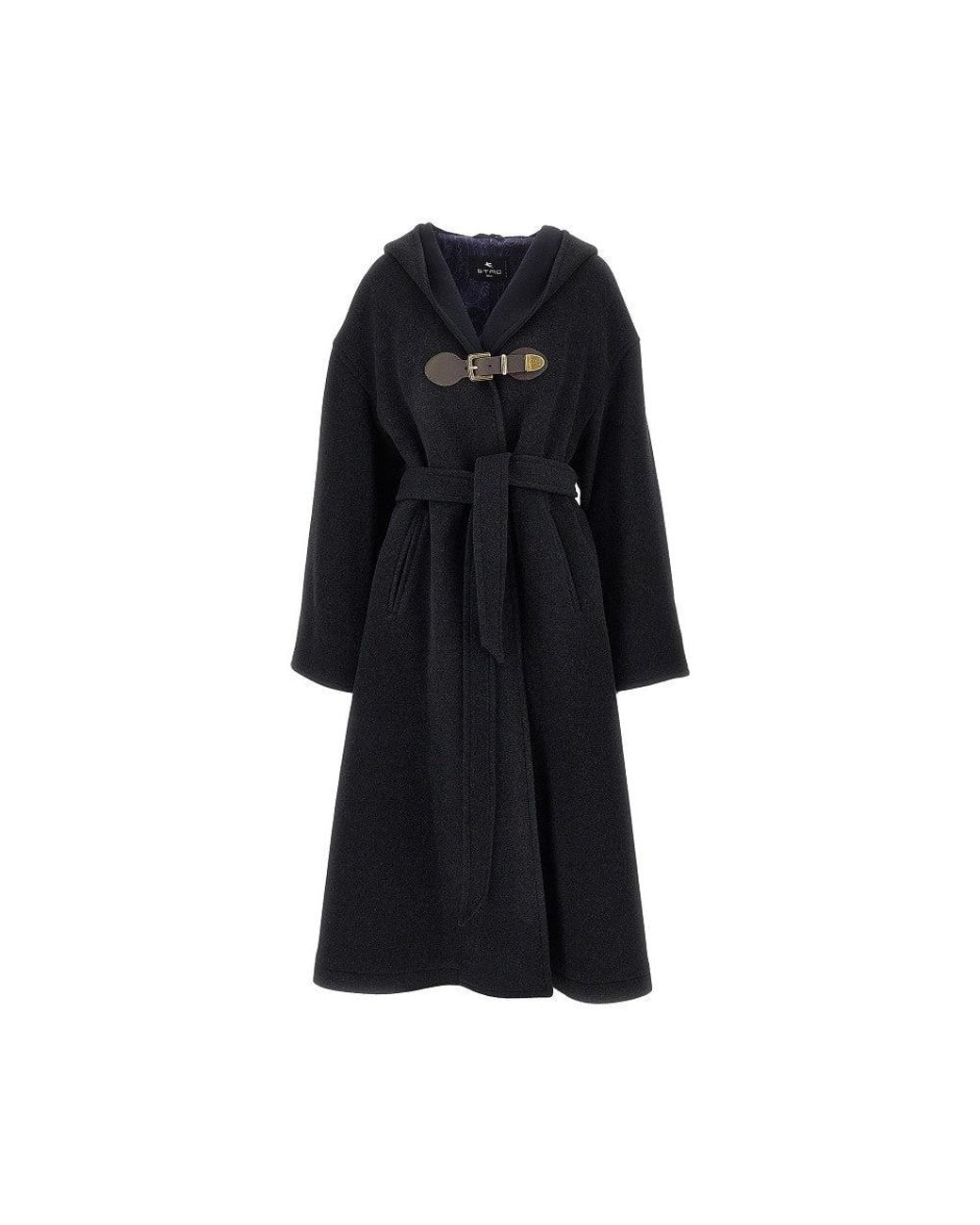 Etro Black Wool-Blend Oversized Coat