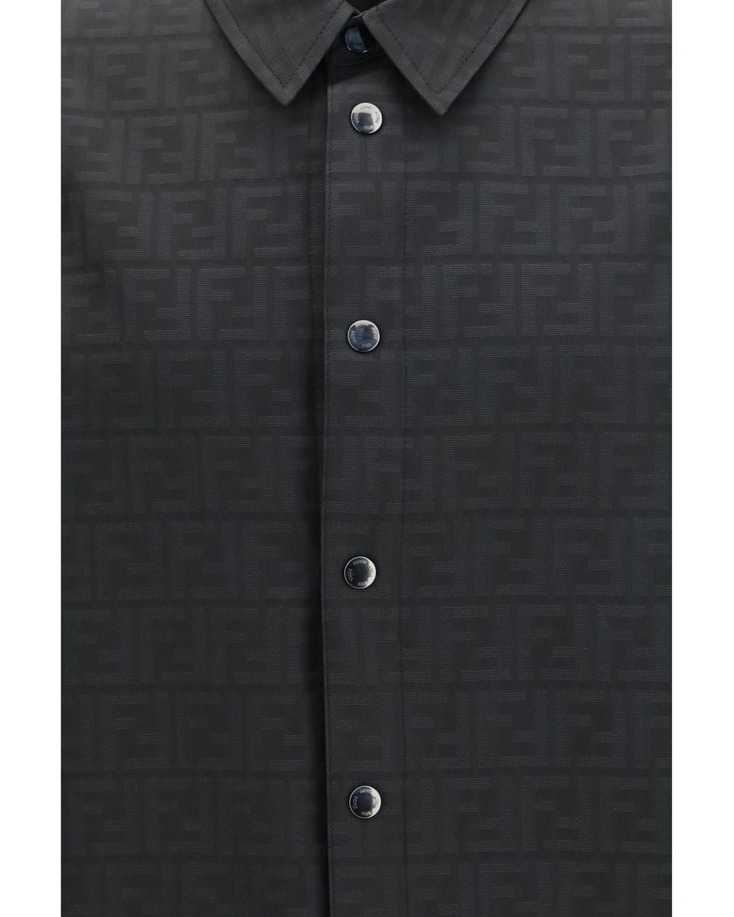 Fendi Blue Ff Jacquard Nylon Shirt for men