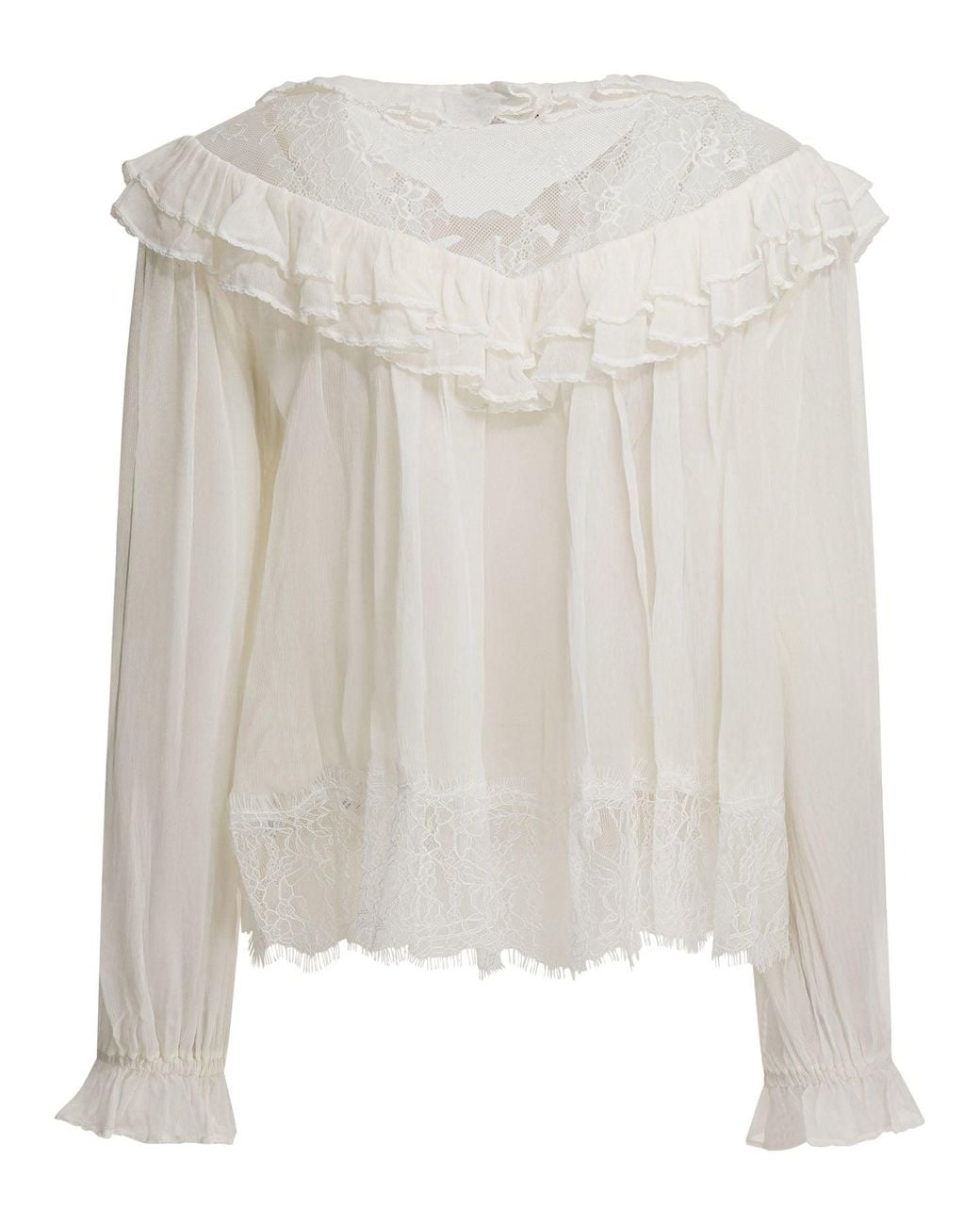 Self-Portrait White Georgette Lace Blouse