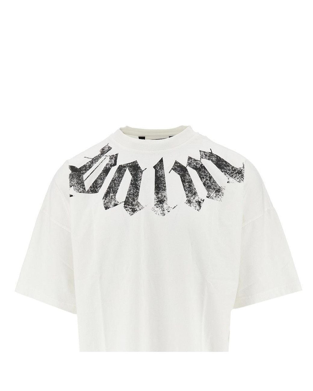 Palm Angels White Neck Logo Loose Fit T-Shirt for men