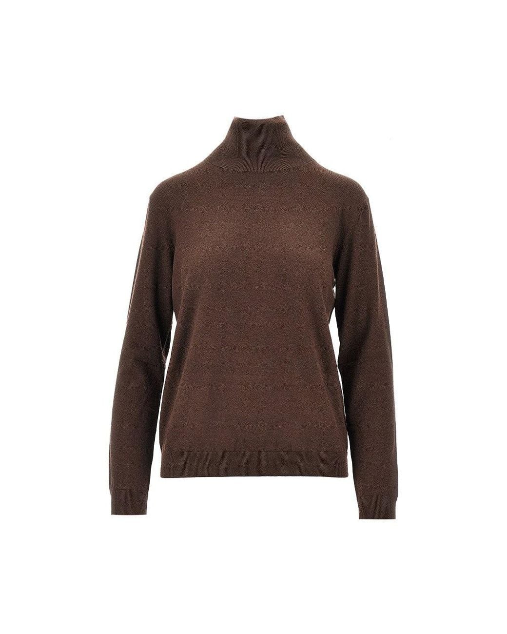 Weekend by Maxmara Brown Silk Wool Turtleneck