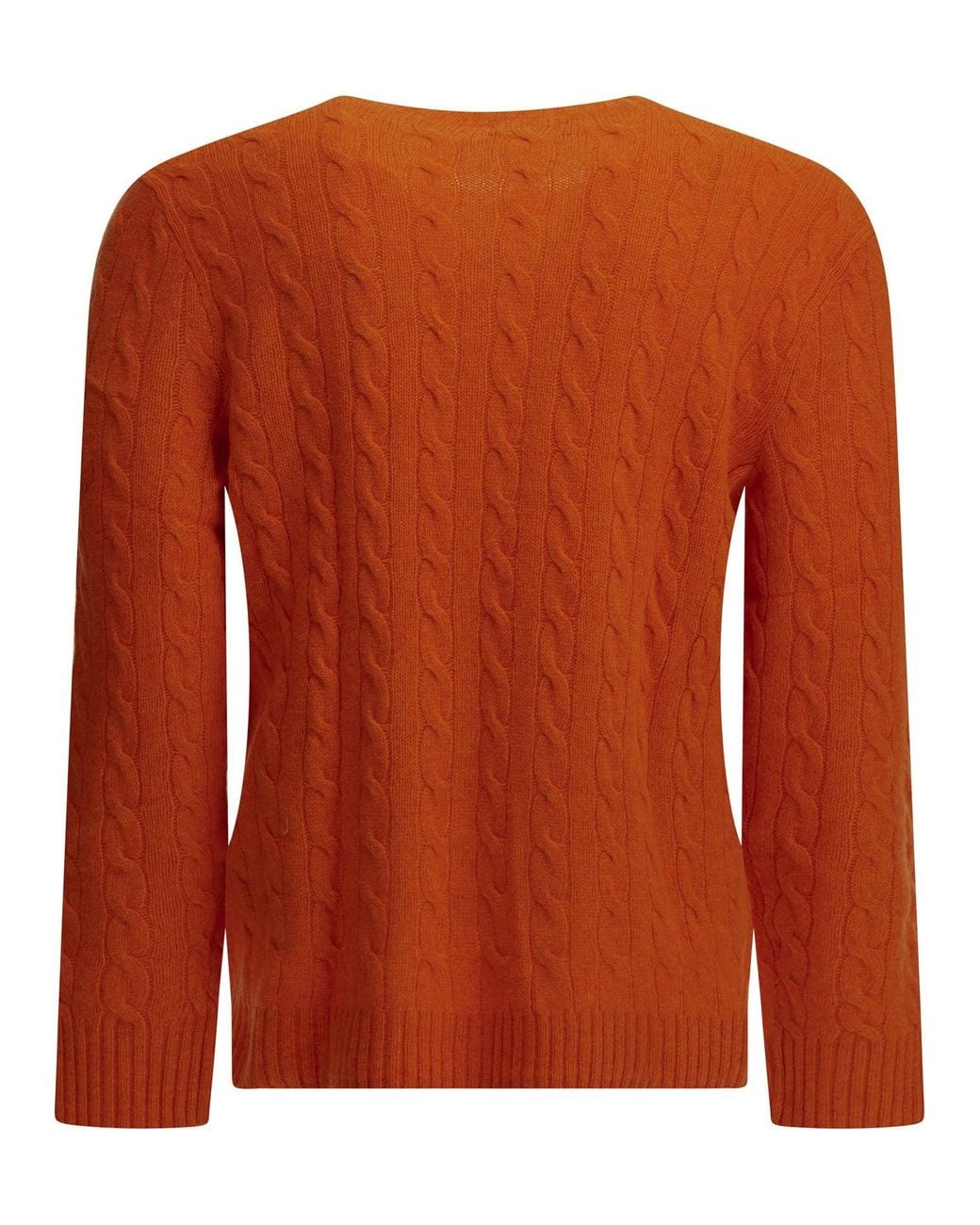 Polo Ralph Lauren Orange Wool And Cashmere Crew-Neck Sweater With Logo for men
