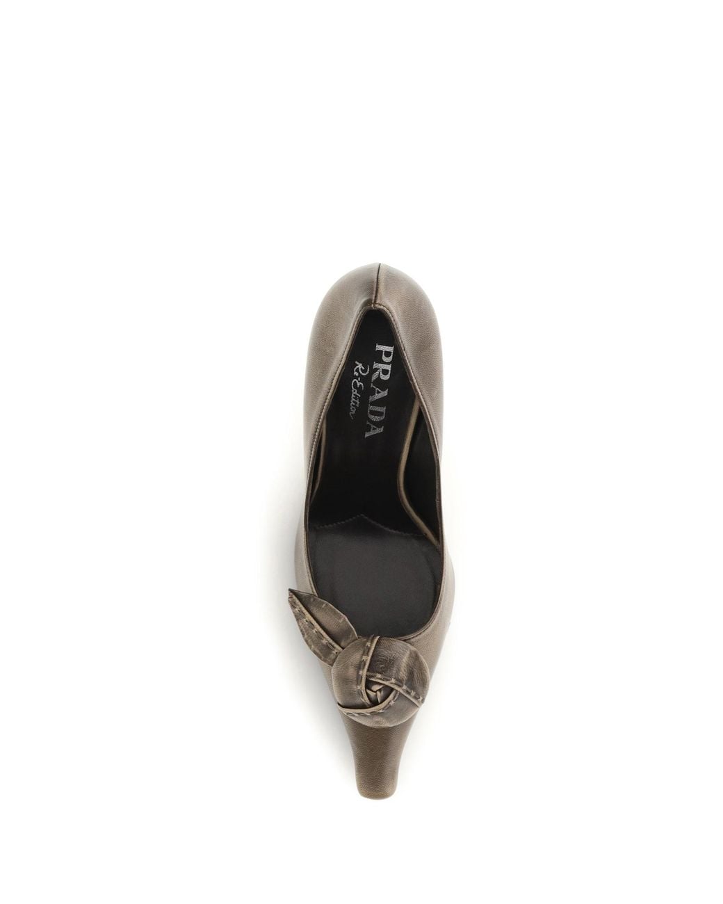 Prada Metallic Leather Pumps With Rose Appliqué